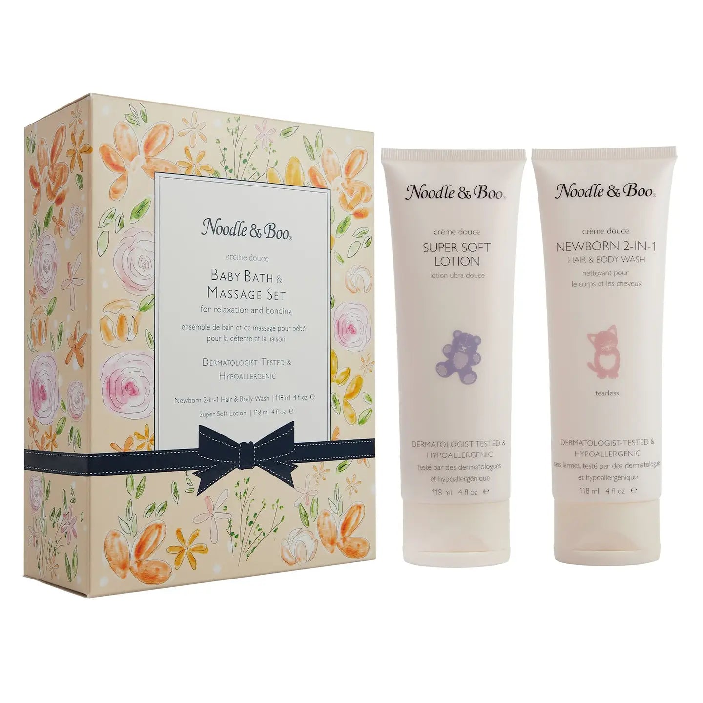 Baby Bath & Massage Set, Crème Douce, Peach Flowers