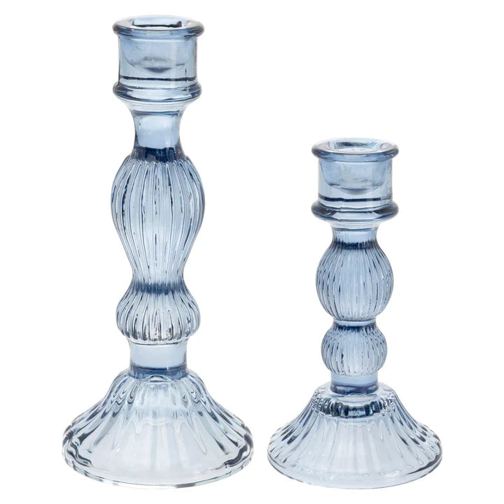 Navy Glass Candle Stick