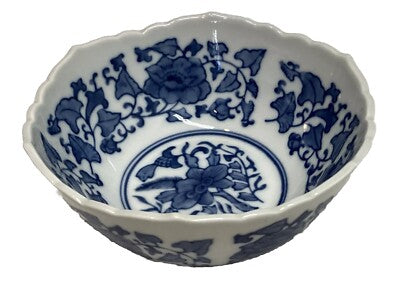 Blue Scalloped Chinoiserie Bowl