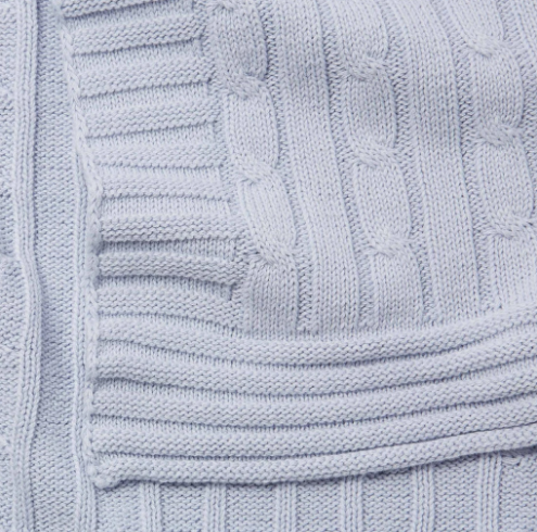 Blue Cable Knit Baby Blanket