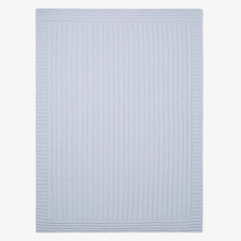 Blue Cable Knit Baby Blanket