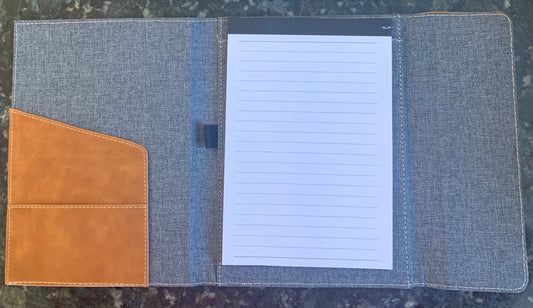 Gray & Tan Faux Leather Padfolio