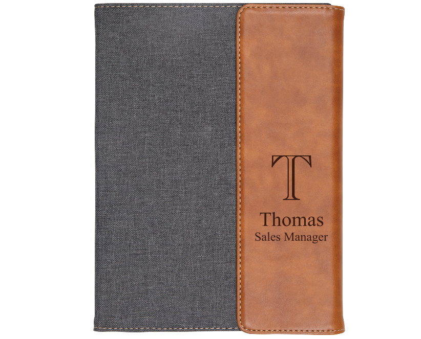 Gray & Tan Faux Leather Padfolio