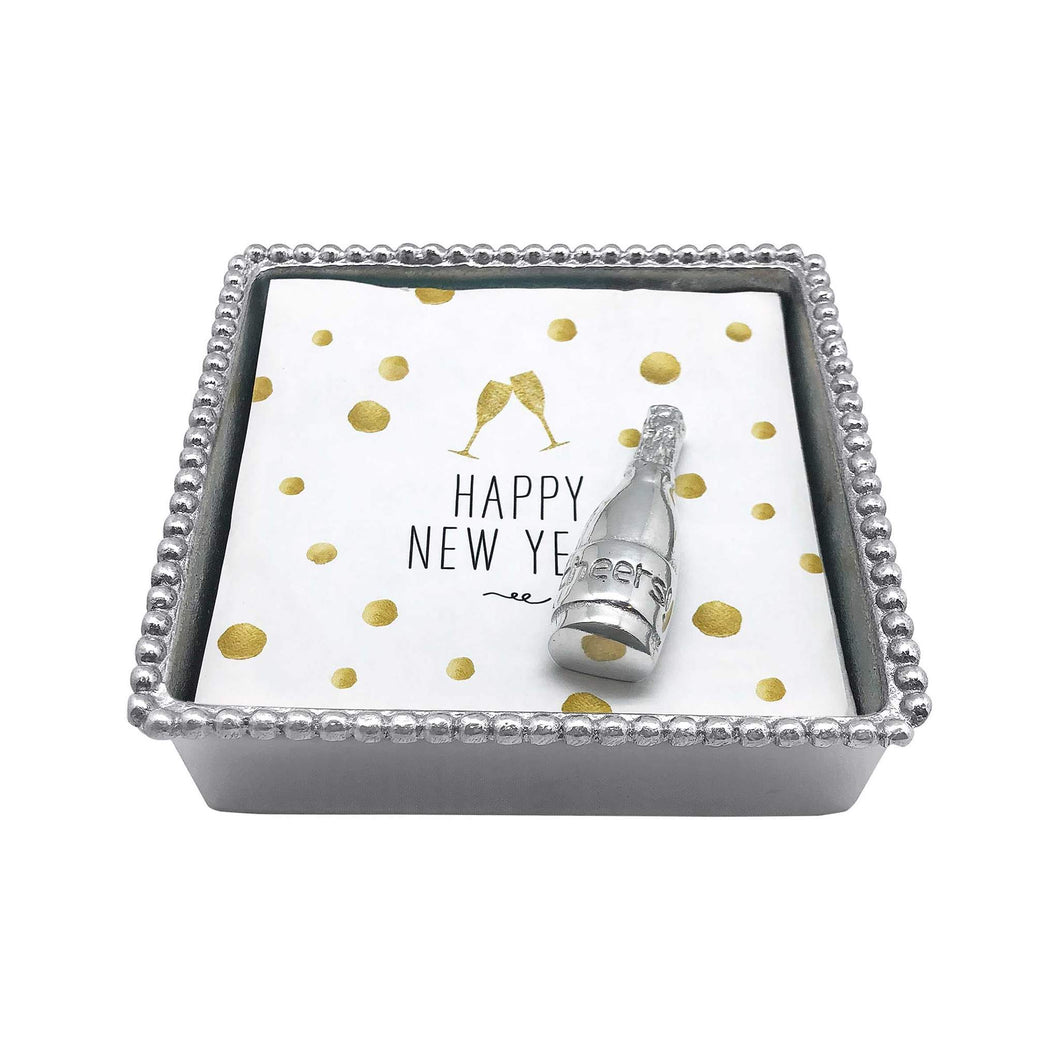 Champagne Beaded Napkin Box