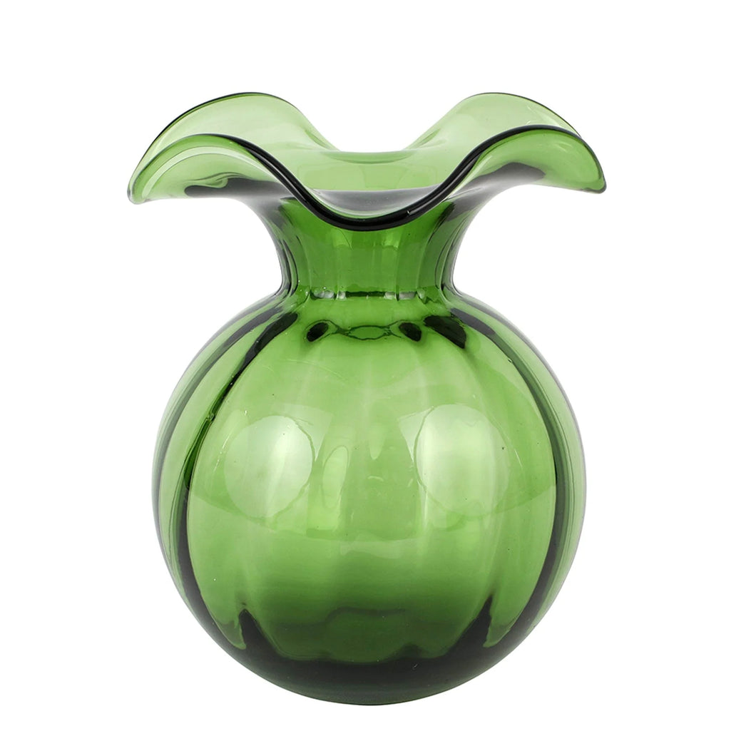 Hibiscus Glass Vase Dark Green