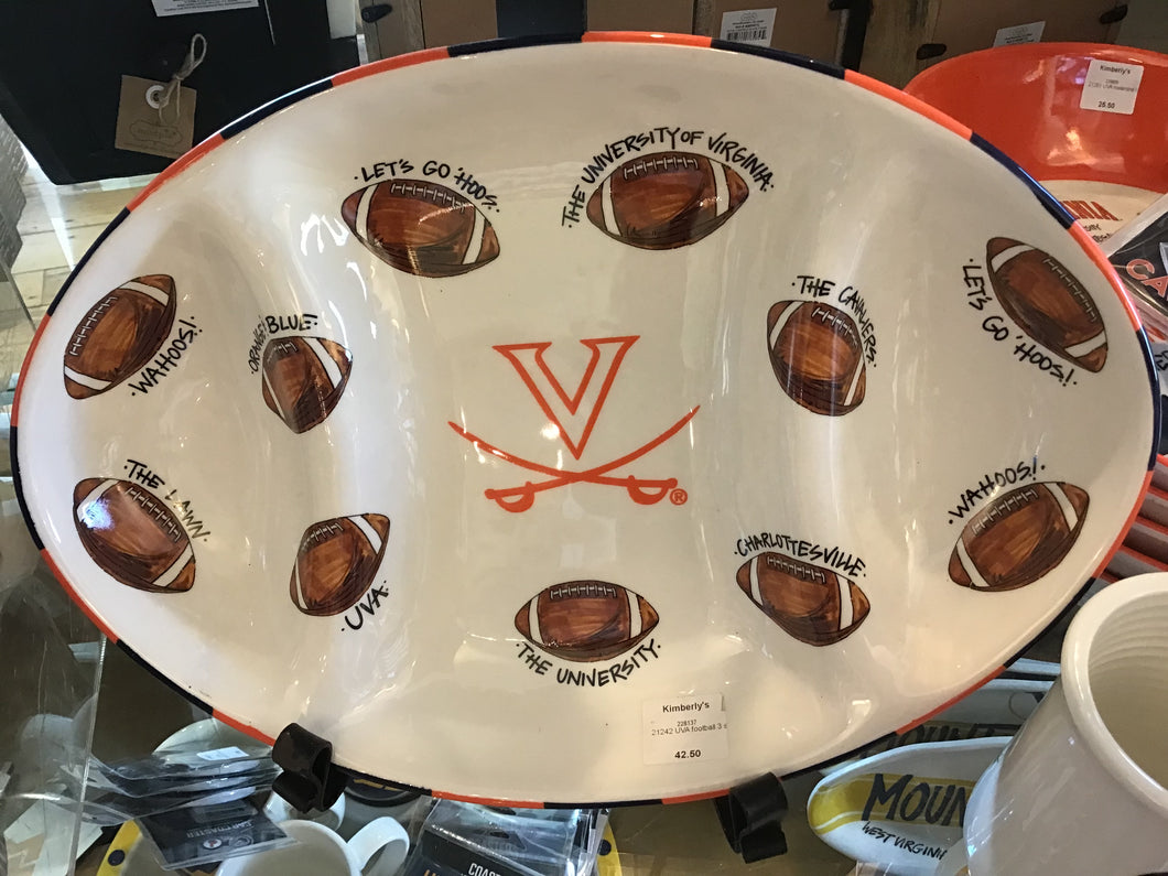 UVA ceramic triple football serving