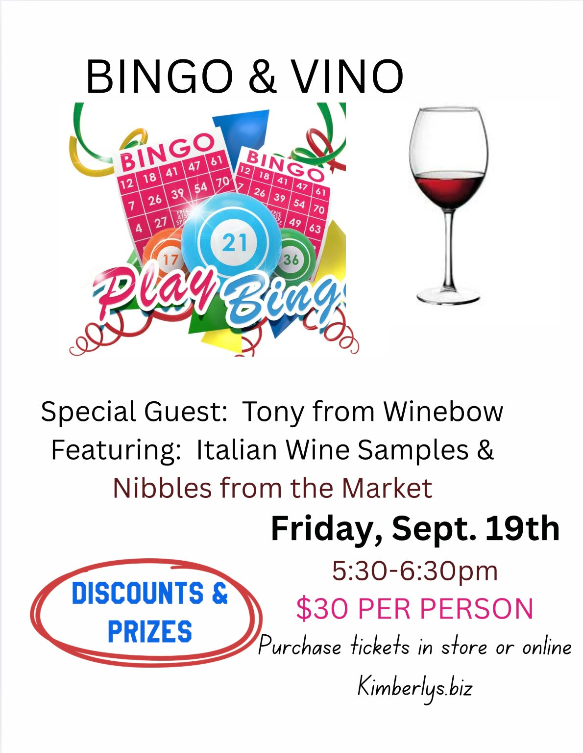 Bingo & Vino - Friday Sept. 19th