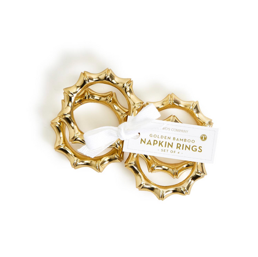 Golden Bamboo Set of 4 Napkin Rings