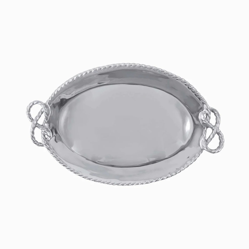 Rope Knot Handled Oval Serving Tray