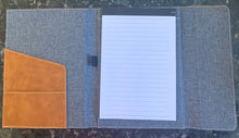 Load image into Gallery viewer, Gray &amp; Tan Faux Leather Padfolio
