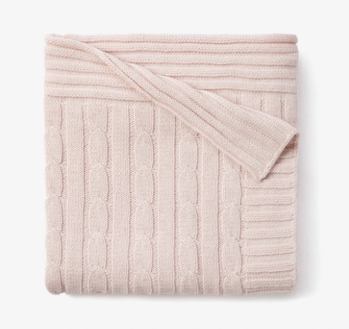 Pink Cable Knit Baby Blanket