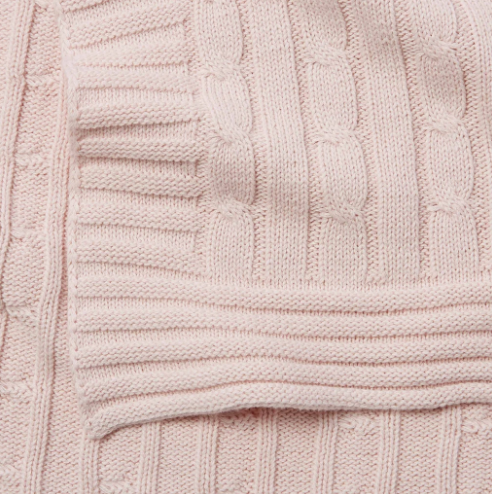 Pink Cable Knit Baby Blanket